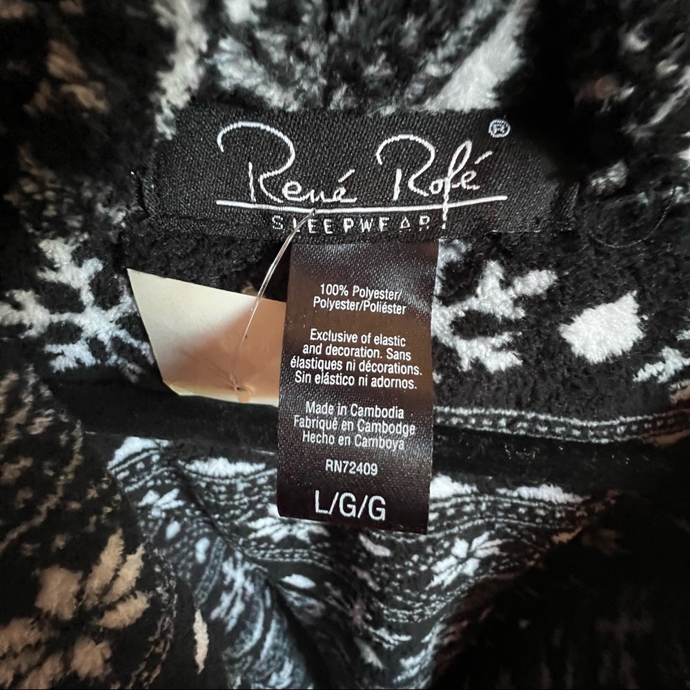 Rene Rofe Plush Patterned Fleece Robe women's size Large NWT - Picture 6 of 6